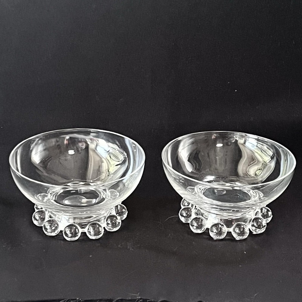 Imperial Candlewick Dessert Bowls Two 2 Pair Beaded Foot Low Sherbets 400-19